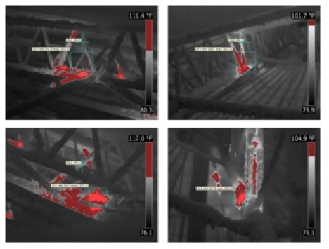 Figure 2:  Thermal images of storage tank interior.