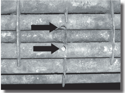 Figure 8 Chlorine cooler tube bundle showing two holes.