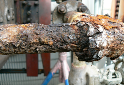 Figure 2. CUI damage found on sweating service small bore pipe, 5 years’ service.